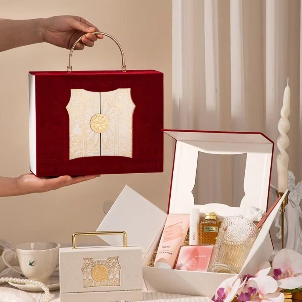Flip Up Baroque Suede Gift Box Double Open Candy Boxes Wedding Valentine's Day Birthday