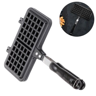 Rectangle Camping Waffle Maker Pan Non-Stick Belgian Waffle Maker Waffle Maker Machine for Family Breakfast Baking