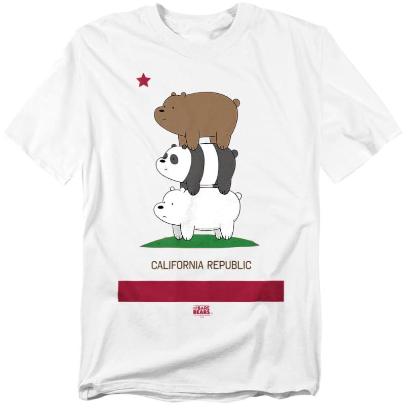 Popfunk We Bare Bears Cartoon Network California Republic Parody T Shirt Sweatshirt Hoodie Tank Top for Men Women Kids S разноцветный