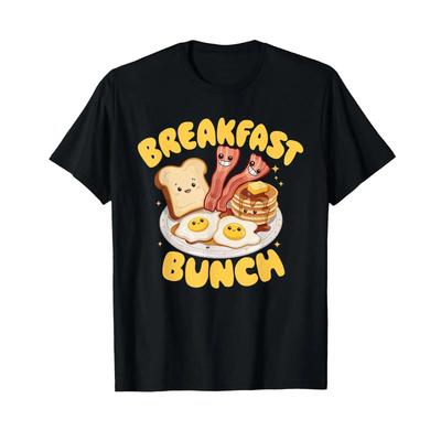 Kawaii Breakfast Bunch Pancake Bacon And Eggs T Shirt Vintage Designer Clothes Versatile Soft Casual Graphic Fashion