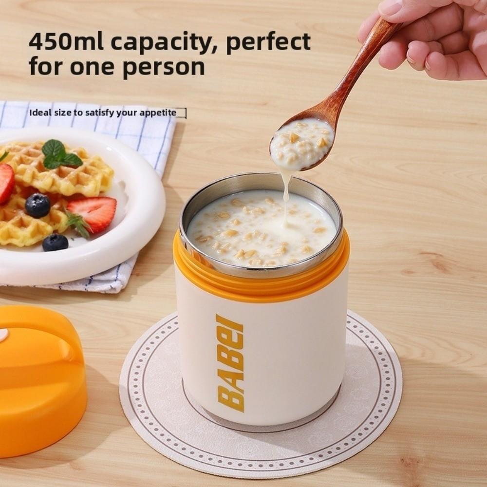 304 Stainless Steel Insulated Breakfast Mug 450ml Leak-Proof Hot & Cold Mug Double Wall With Handle Thermal Travel Mug Lunch Use