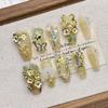 New Gilded Yellow Mid-Autumn Medium-Length Pointed Handmade Nail Tips