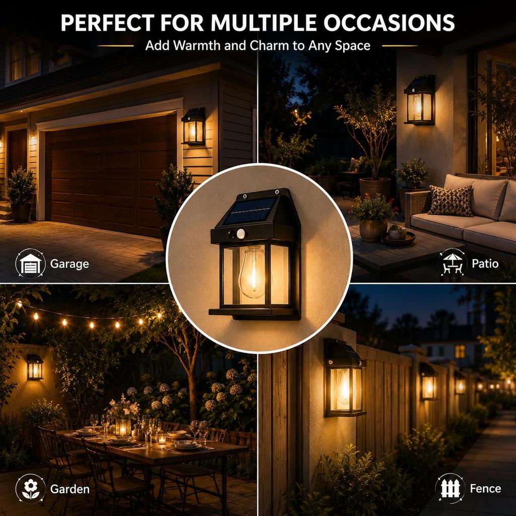 4PCS Solar Motion Sensor Wall Lights Outdoor Waterproof LED Garden Fence Patio Porch Balcony Warm White Security Lighting