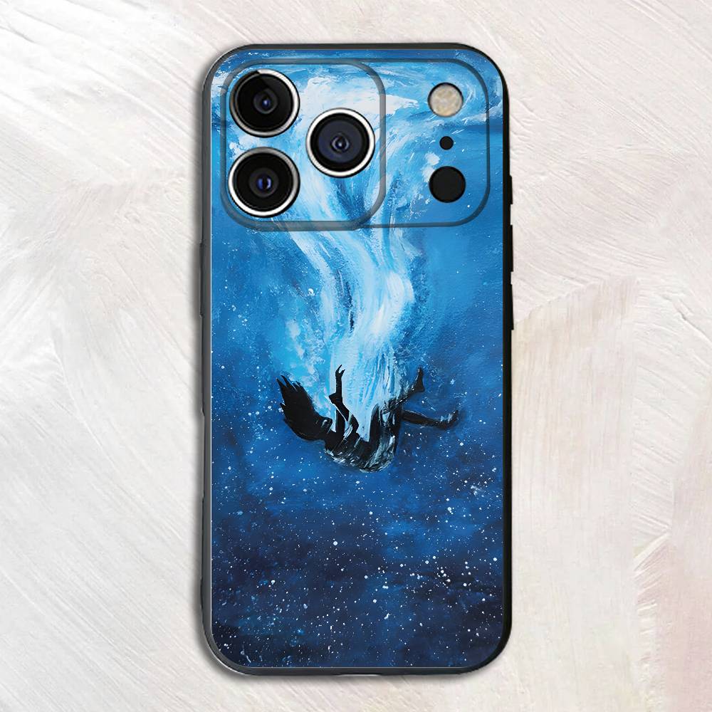Falling Deep Sea Black Phone Case For IPhone 17 16 15 14 13 12 13 12 11 Pro Max Plus XS XR Silicone Soft Back Cover