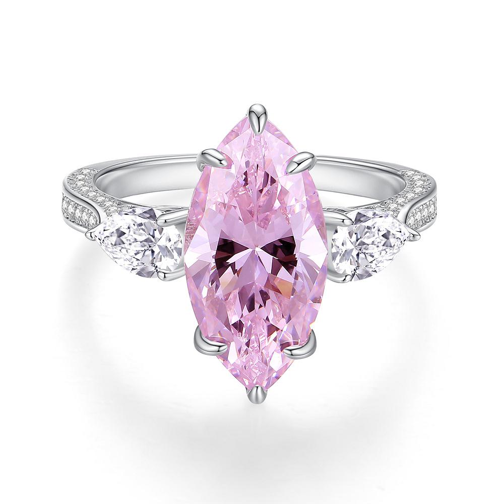 Nine Beauty High Carbon Diamond 7 Carat Zircon Marquise Ring for Women In S925 Sterling Silver