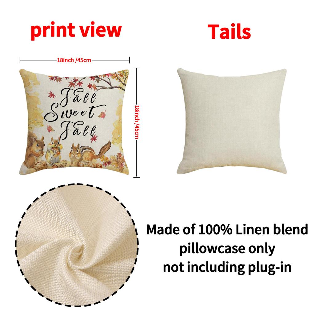 Autumn Maple Leaf Printed Cushion Cover Harvest Festival Farmhouse Decor Sofa Cushion Cover Linen Letter Print Cushion Cover