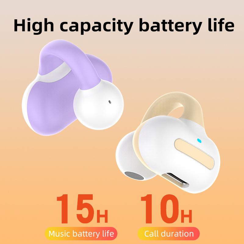 Ear Clip Wireless Earphone IPX5 Waterproof Sport Earphone Single Earbud Air Conduction Headphone HiFi Bass Painless Wear