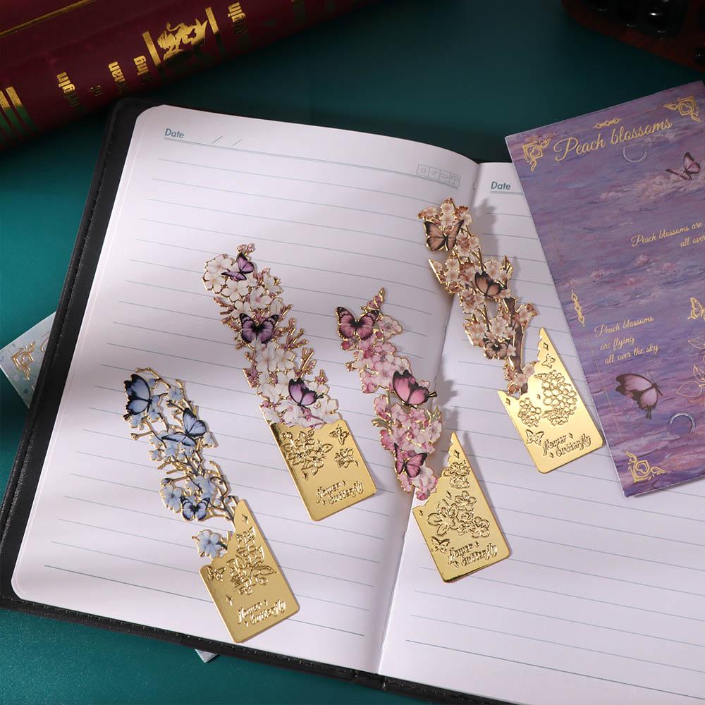 2Pcs Golden Hollow Metal Bookmark Bronzing Painting Book Separator School Supplies