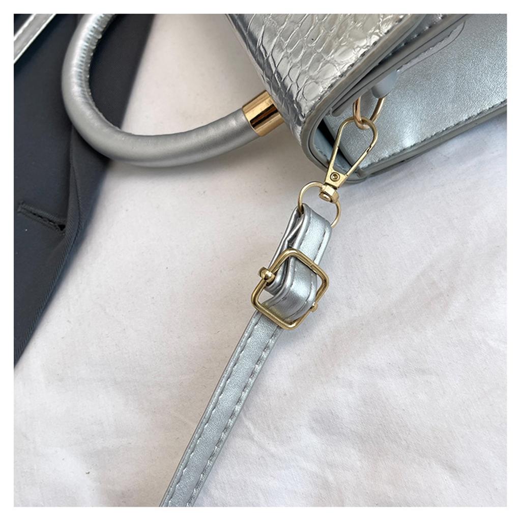 Fashionable Fashionable Lock Buckle Crocodile Pattern Leisure Handheld Single Shoulder Crossbody Small Square Bag For Women