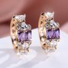 Silver Needle Luxury Green Crystal CZ Earrings 2026 New Gold Small Hoop Earrings for Women Fashion Puncture Jewelry