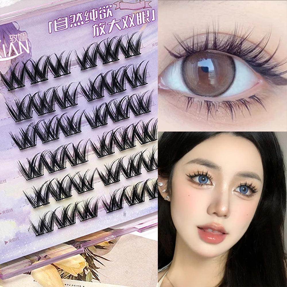 Glue Free Manga Lashes With Jelly Glue Strips 3D False Eyelashes Cat Elf Eyelashes  Party Supplies