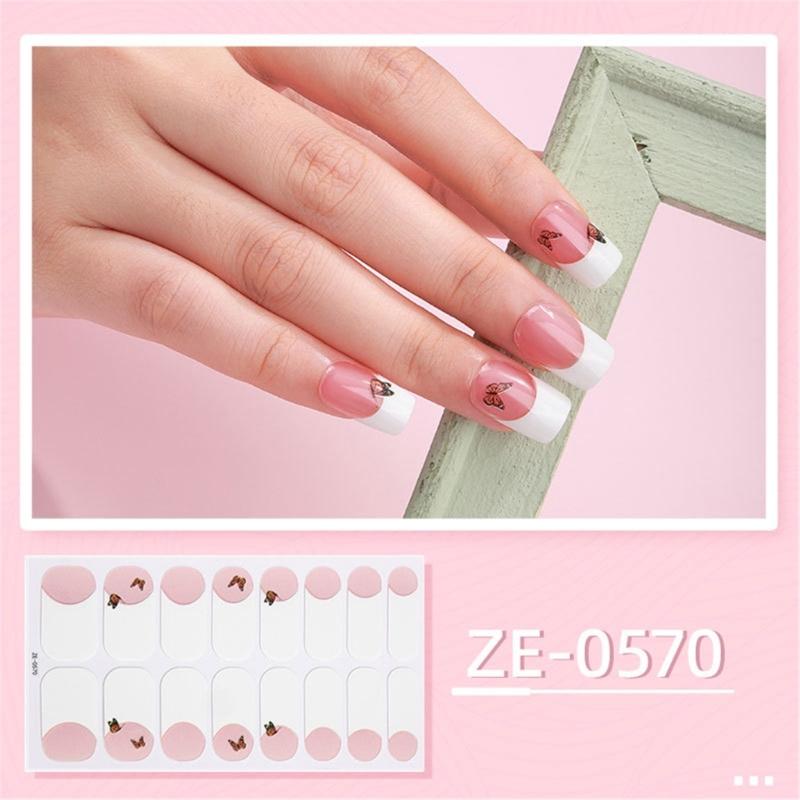 Nail Polish Sticker Self-Adhesive Nail Sticker Manicure Sticker Full Nail Wraps Waterproof Nail Strips with Nail File
