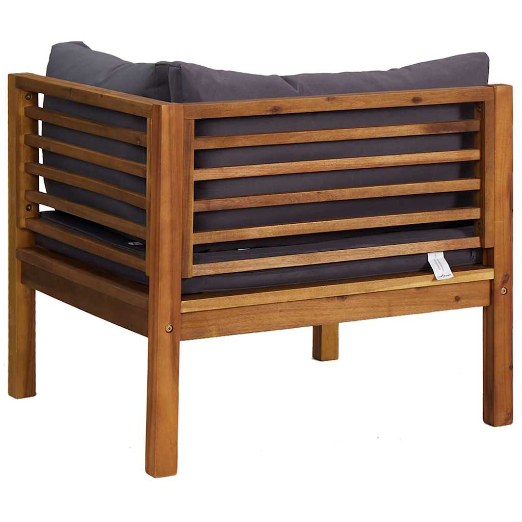 vidaXL Ecksofas 2 Stk. mit Dunkelgrauen Kissen Massivholz Teak
