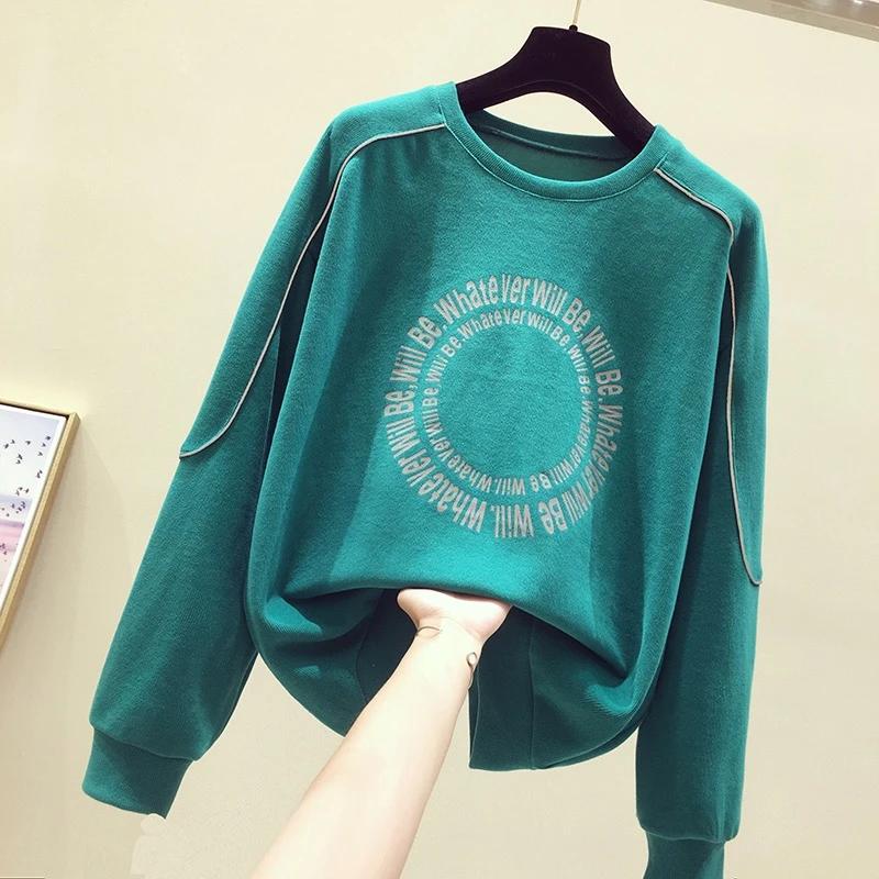 Sweatshirt for Women Cotton Oversize Slimming Loose Round Neck Casual Pullover Long Sleeve Spring Sweatshirt Top