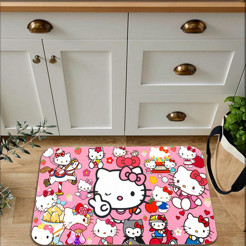 Non-slip Bath Mat Pink Kitty Living Room Rugs Kitchen Carpet Floor Carpets Modern Home Decor Hallway Mats Entrance Doormat Door