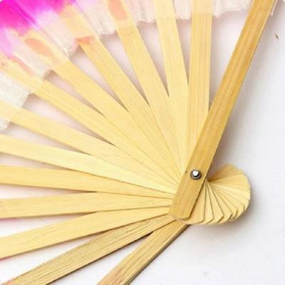 Beautiful Handmade Yangko Dance Fan Chinese Style Classical Silk Veil Fan Half Circle Silk Belly Dance Fans Prop Fan