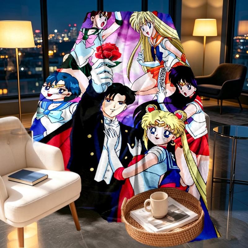 Sailor Moon Print Blanket - Soft & Comfortable, for Bedroom, Travel, Sofa, Home Decoration - Birthday Christmas Gift for Friend