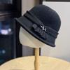 New Woolen Hat for Women Autumn and Winter Face Showing Top Hat Hepburn Style French Elegant Retro Fisherman Hat Basin Hat