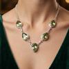 Green Amethyst Gemstone Silver Necklace 925 Sterling Silver Handmade Necklace For Women RN-1-12