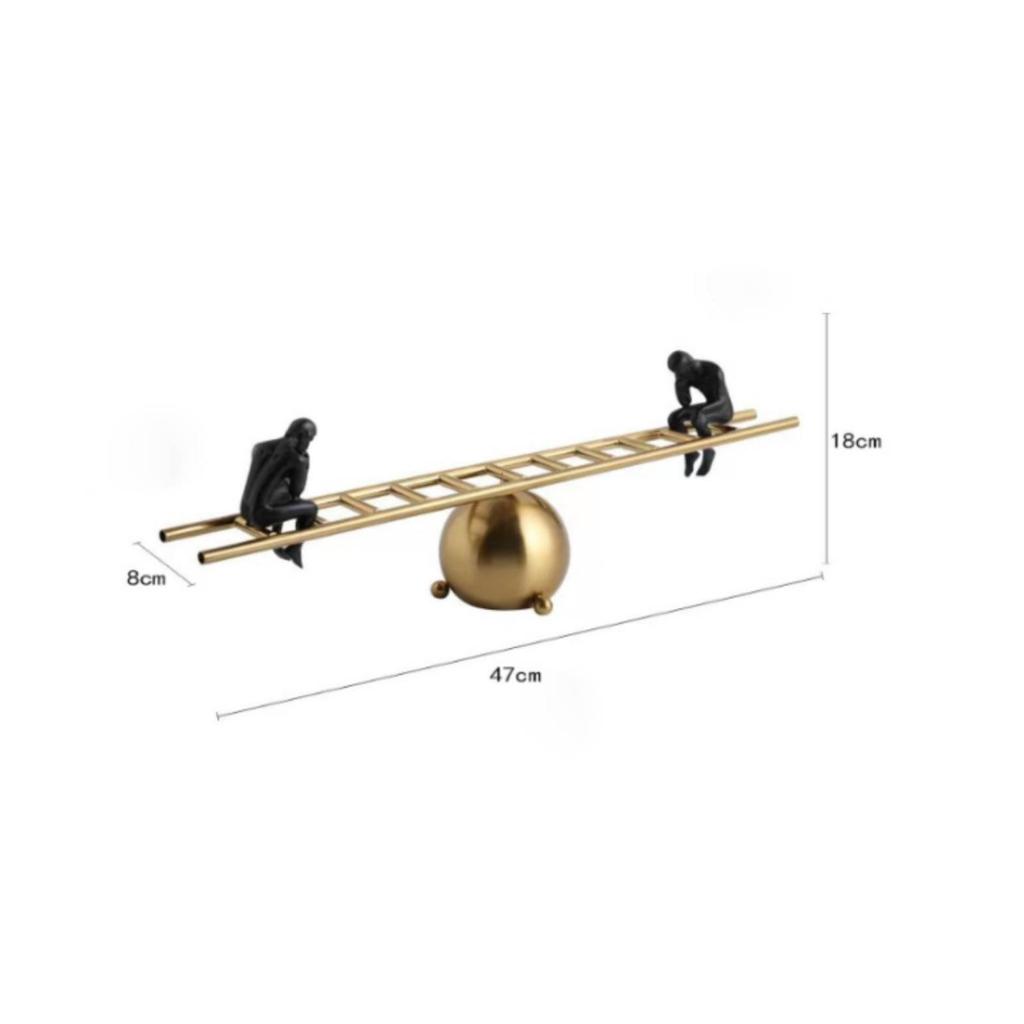 Balance Sculpture with Figurines Modern Ladder Statue Abstract Art Centerpiece for Home