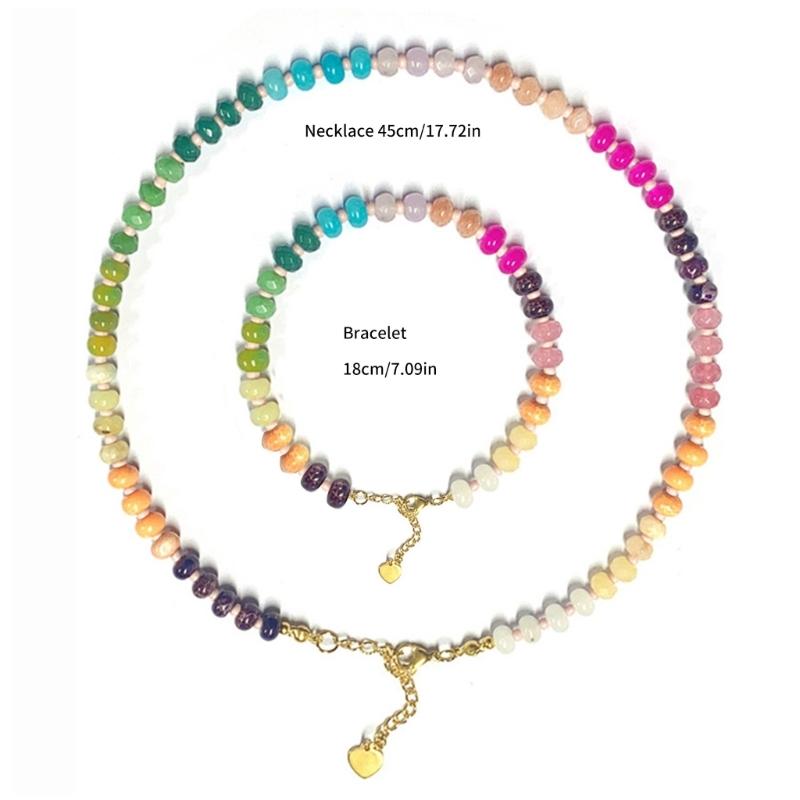 Colorful Natural Gemstones Beaded Accessories Stylish Necklace and Adjustable Bracelet for Fashionable Women Wear