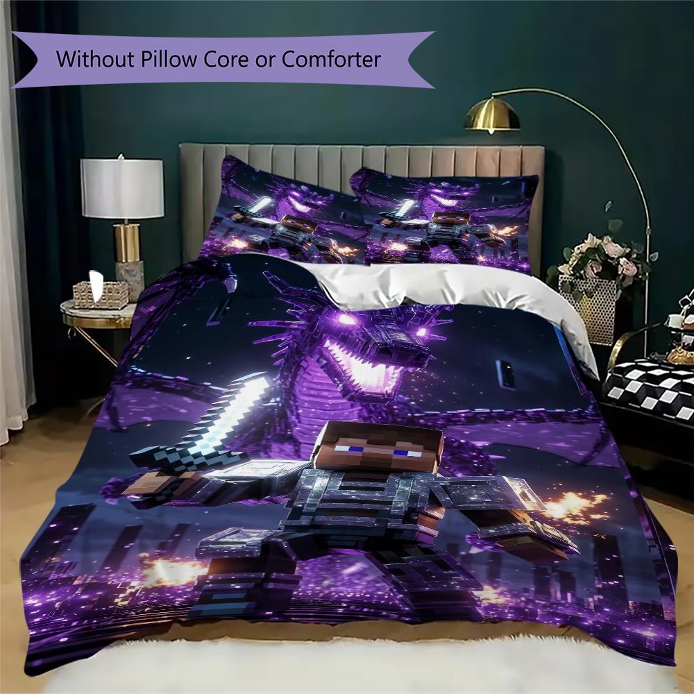 Steve Alex'S Epic Minecraft Adventure Bedding Without Core 1 Duvet Cover 2 Pillowcase Without Core Christmas Birthday Gift