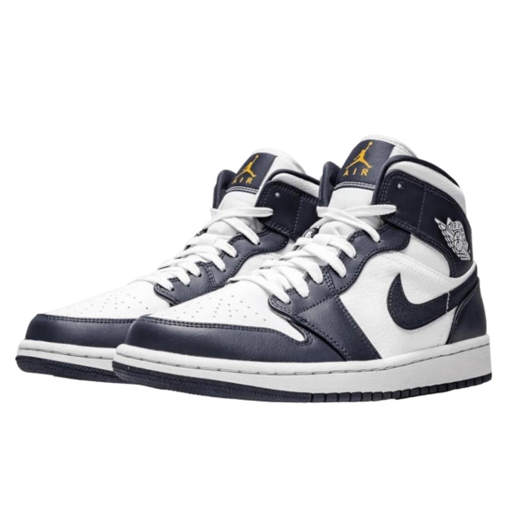 Air Jordan 1 Mid Bílý Metalický Zlatý Obsidián