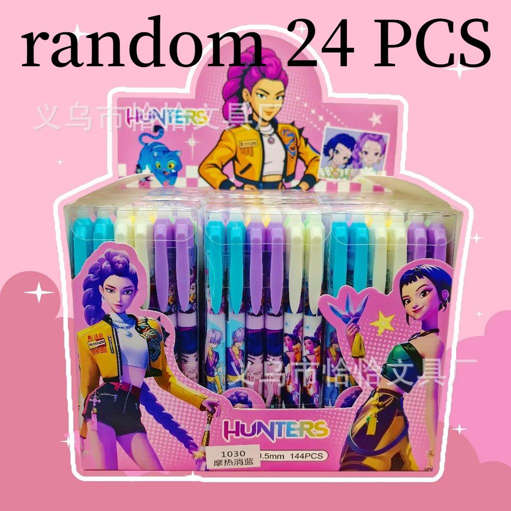 Kpop Demon Hunters Erasable Gel Pen 0.5mm Black Ink Retractable Refillable Friction Pen for School Office Supplies Stationery