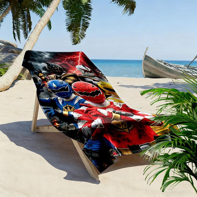 Power Rangers Print Beach Towel, Large Soft Quick Dry Towel for Beach Camping Swimming