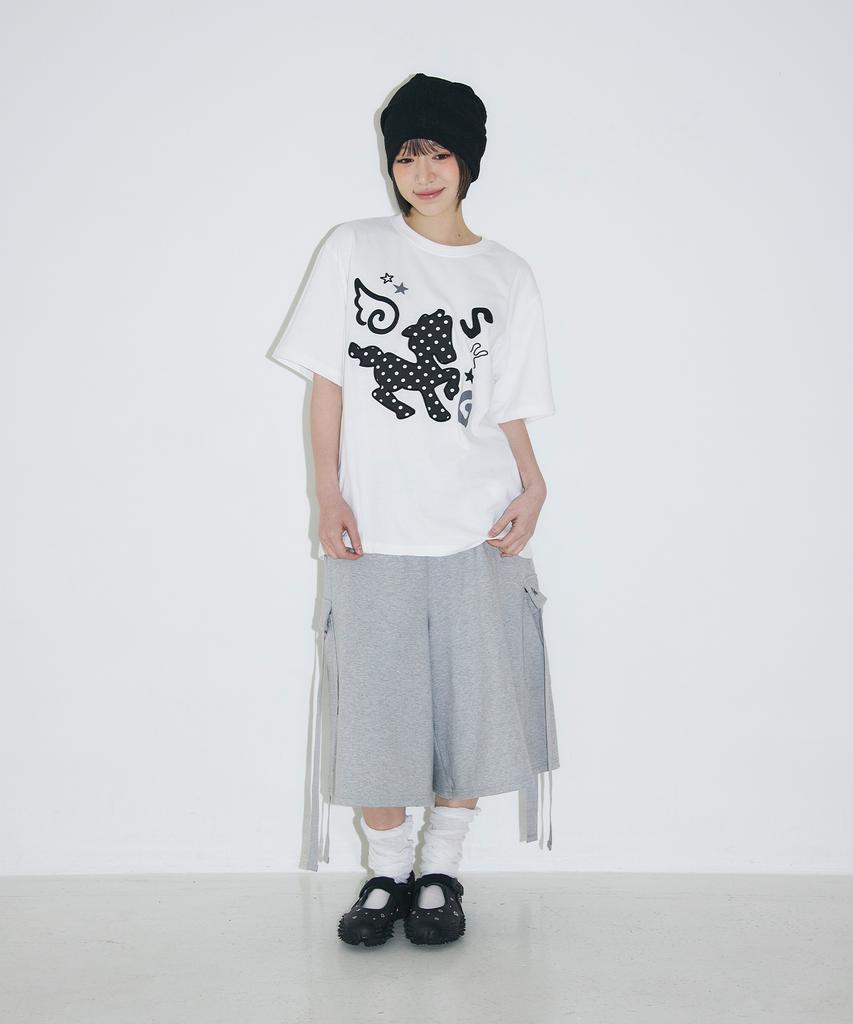 Seulliggeullou Dot Pony Applique T-Shirt [White]