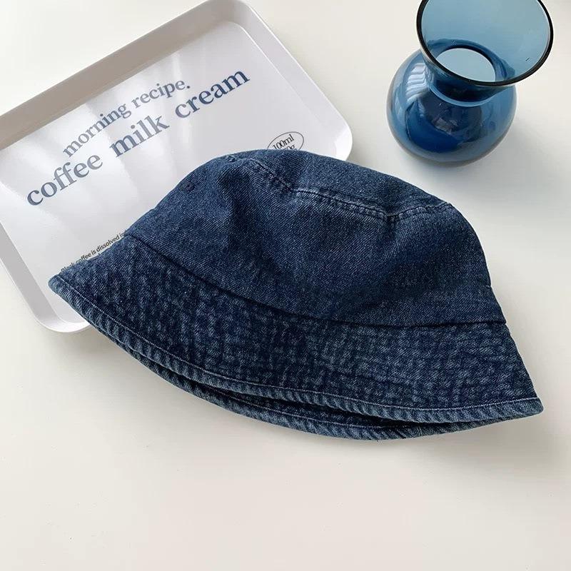 Cappello a secchiello in denim da donna, senso di alta gamma, protezione solare, versatile per primavera e autunno, cappello a secchiello semplice, cappello a secchiello da donna