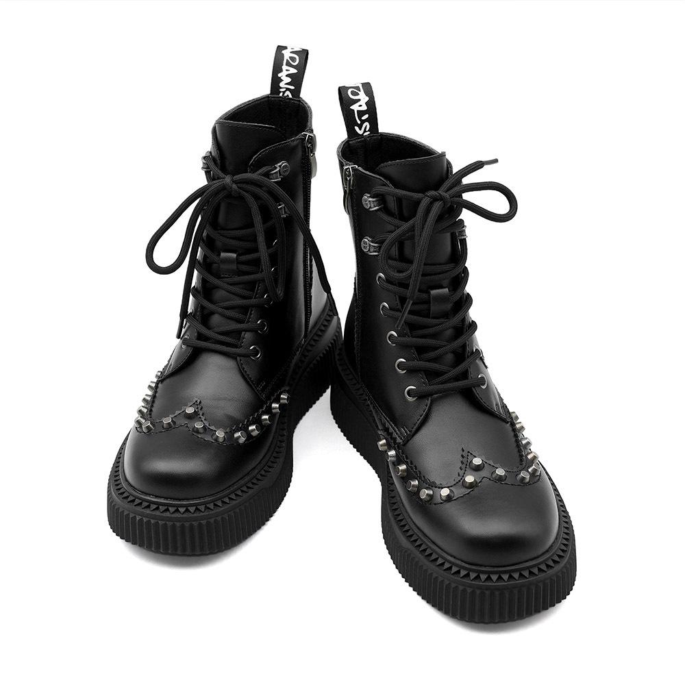 Autumn/Winter Unisex High-Top Punk Retro Flame Thick-Soled Height-Increasing Martin Boots
