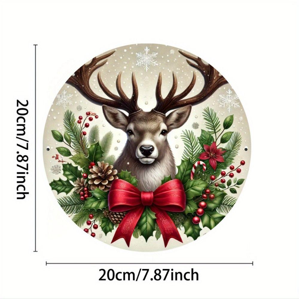 Vintage Metal Sign Blue Deer Merry Christmas Retro Tin Plate Wall Decor Home Holiday Gift 20 Cm
