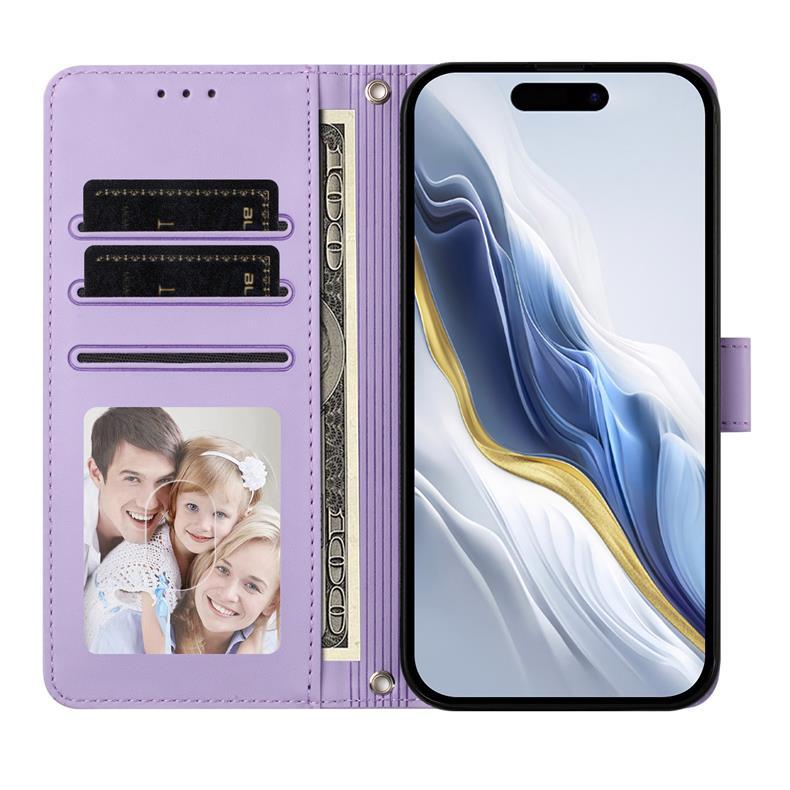 Suitable for Samsung S25 FE phone case with heart-printed cat design, M56 5G flip cover with card slot and wallet function