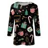 Women's Fashion Casual Round Neck Three-quarter Sleeve Christmas Print T-shirt Top