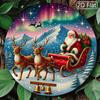 pc D Flat Christmas  Santa Sleigh Round Aluminum Wall Art Santa Sleigh Round Aluminum Sign Charming Decor Modern