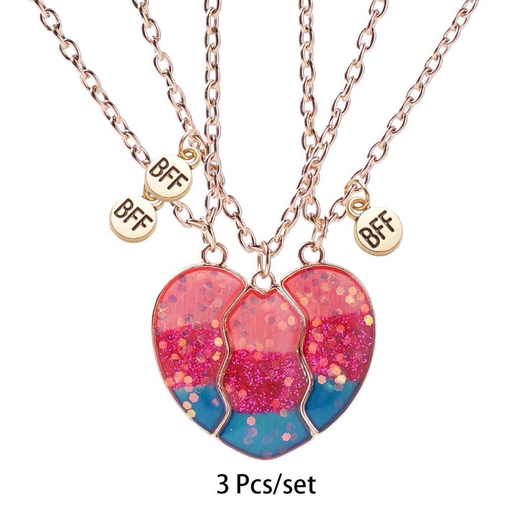 3 Pcs/set Best Friends Pendant Necklace For Woman Magnetic Adjustable Rainbow Daisy Lover Broken Heart Chain BFF Jewelry Gifts
