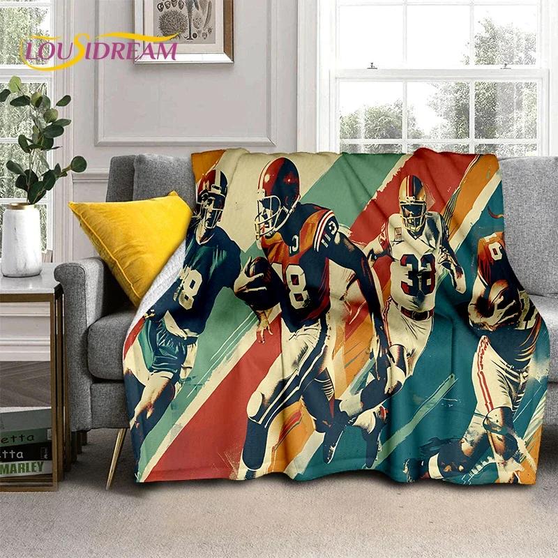 Cartoon 2025 Rugby Field Rugby American Football Soft Blanket,Soft Throw Blanket for Home Bedroom Bed Sofa Travel Cover Child
