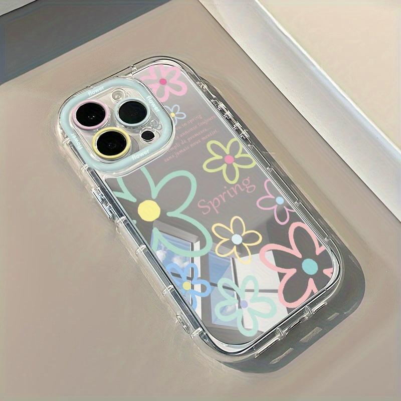New Mirror Design Phone Case For iPhone 16 17 15 14 13 11 12 Pro Max 16E 17E X XR XS 7 8 Plus Cute Dopamine Flower Soft Cover