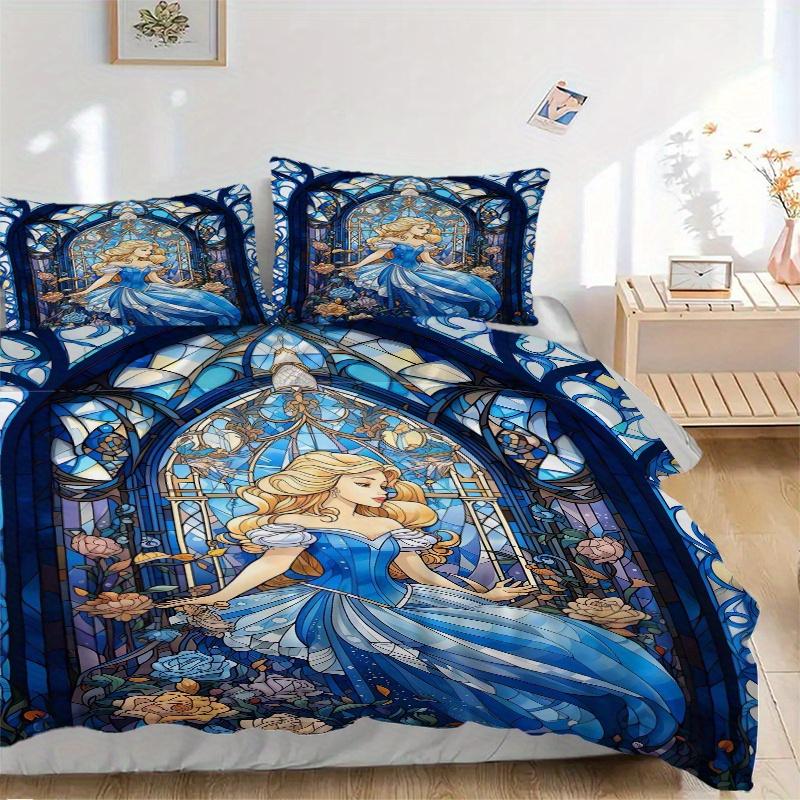 

3pcs Pretty Princess Bedding Set Includes Quilt Cover and Pillowcases, Suitable for All Seasons B028 135x200cm
