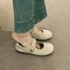 Flat-bottomed Mary Jane Shoes Women's 2025 Autumn Outer Wear New French One-word Buckle Retro Temperament Single Shoes