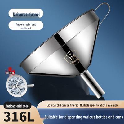 Stainless Steel Funnel with Filter, Small & Large Diameters for Kitchen Oil Pouring.