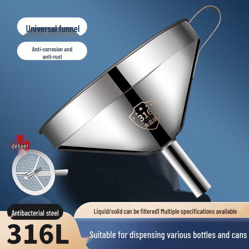 Edelstahltrichter mit Filter, kleine und große Durchmesser zum Ausgießen von Küchenöl.
