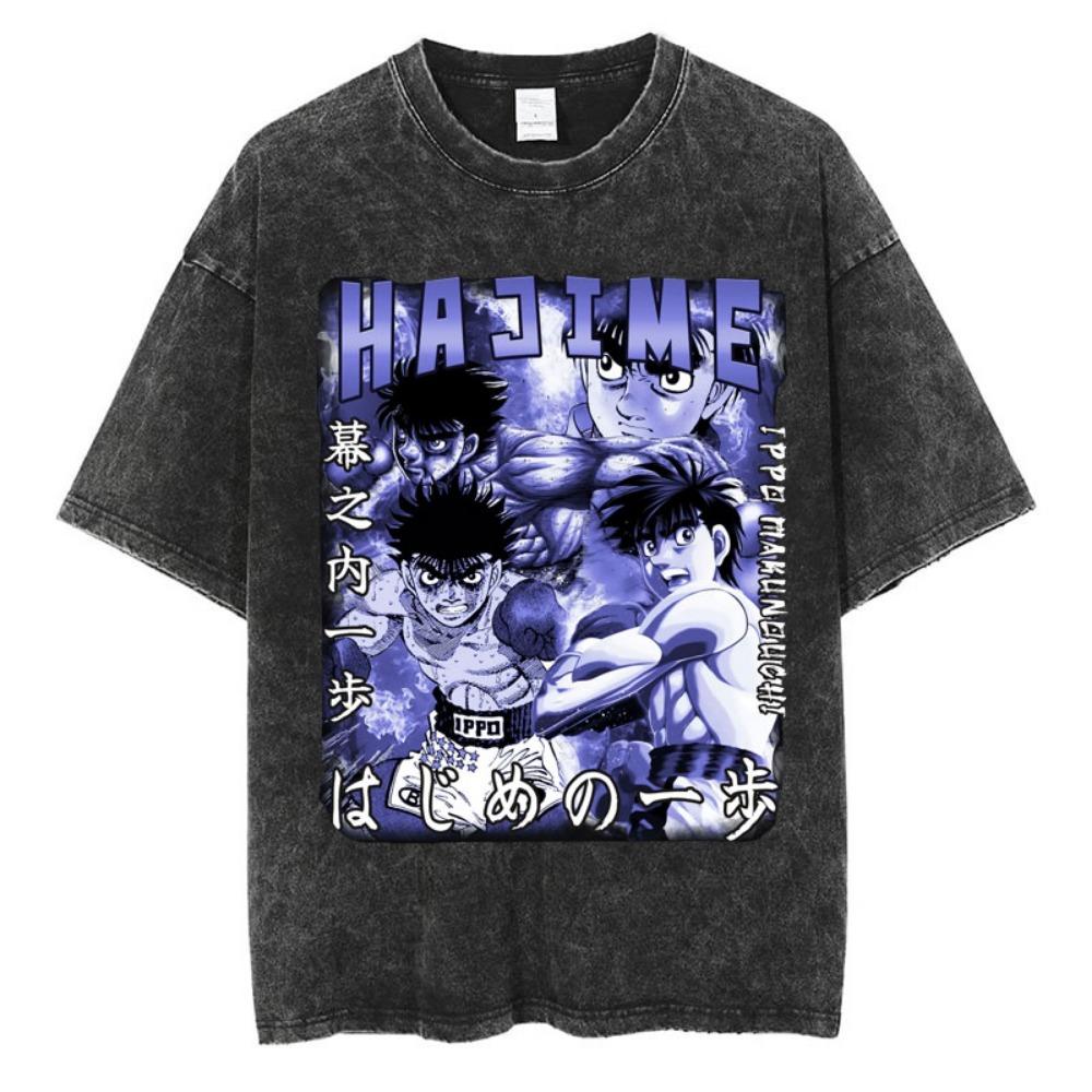 T-shirt Vintage Lavata Anime Hajime No Ippo Palestra di Pugilato Kamogawa T-shirt Harajuku Makunouchi Takamura KGB T-shirt Larga