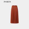 Ports Brick Red Taupe Pleated Midi Skirt