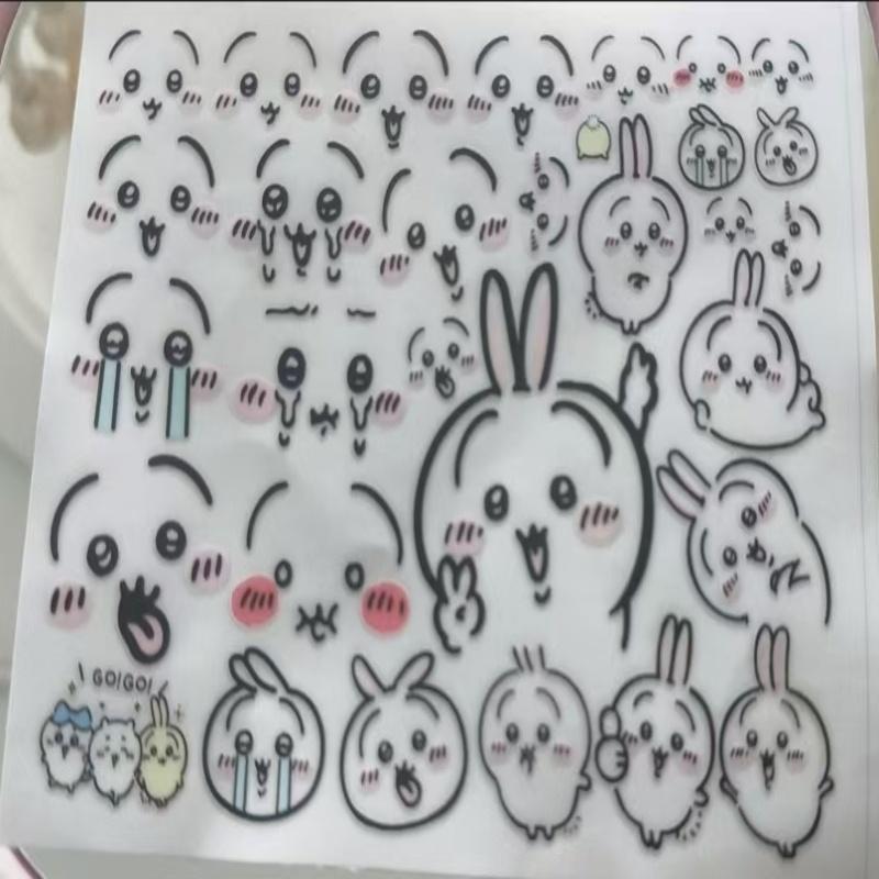 Chiikawa Usagi Transfer Stickers Cute Character Face Crystal Decals DIY For Charger Phone Case Anime Collectible Decoration Gift 6