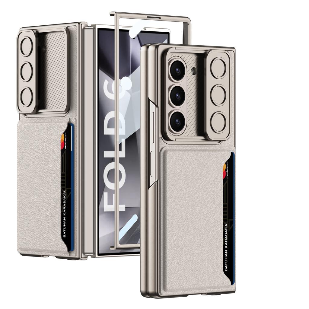 Suitable for Samsung Z Fold6 Mobile Phone Case Folding Screen Ultra Thin Business Leather Card Bag Anti Fall Protection Case