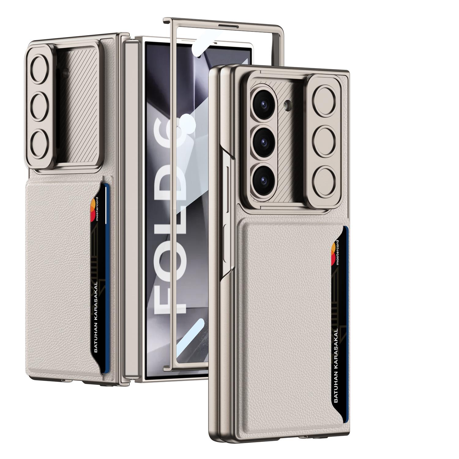 

Подходит для чехла для мобильного телефона Samsung Z Fold6, ультратонкий деловой кожаный чехол-карман для карт со складным экраном, противоударный защитный чехол SM-Fold6