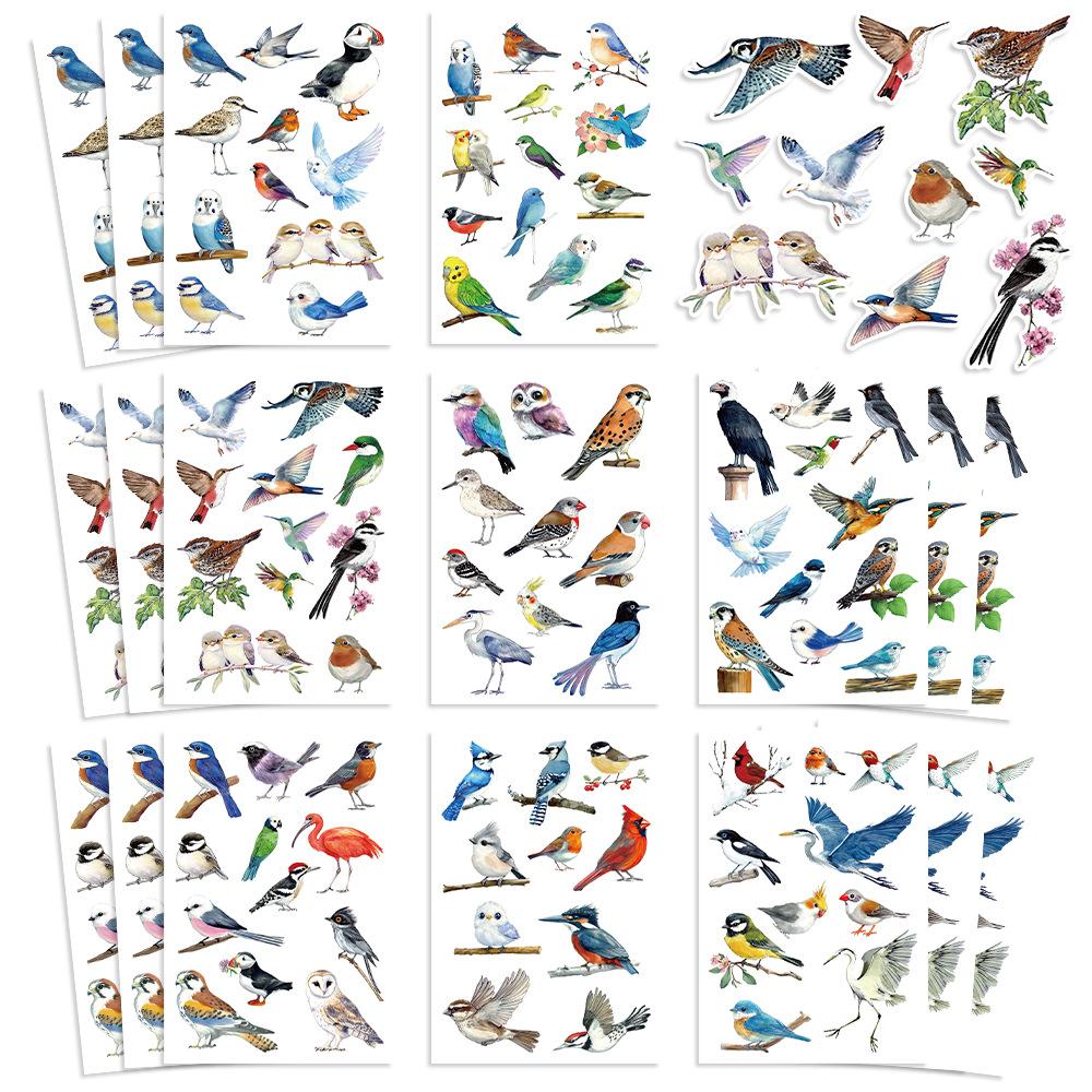 8 Cartoon Bird Watercolor Bird Collage Hand-on DIY Handbook Mobile Phone Case Laptop Decoration Can Be Waterproof