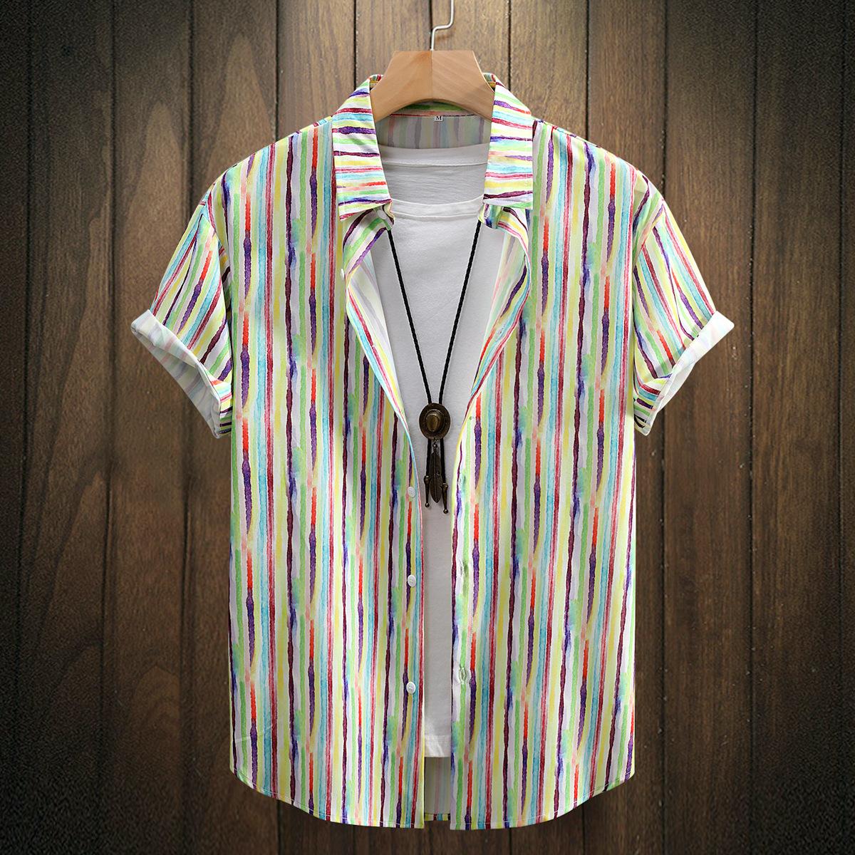 

Мужская рубашка из вискозы Cozy Up с короткими рукавами и принтом XXL разноцветный